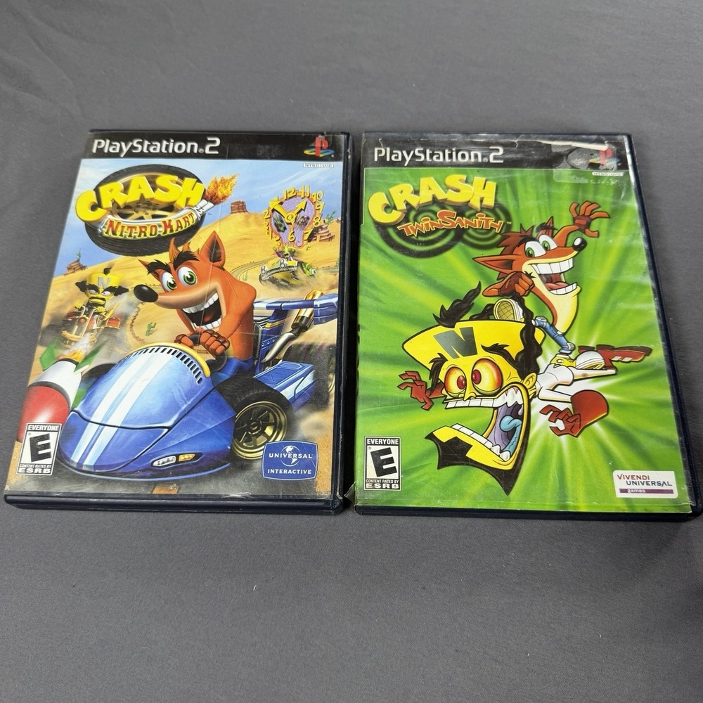 Lot of 2 Playstation 2 Games Crash Nitro Cart and Crash Twinsanity Both CIB